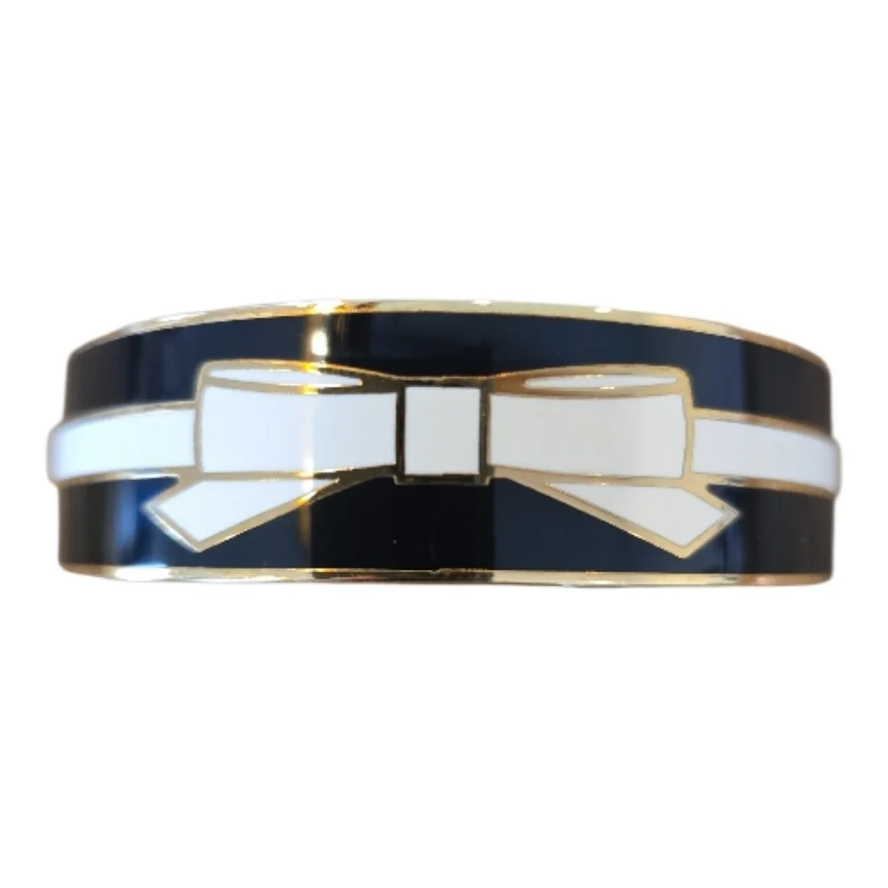 Kate Spade NY All Wrapped Up Bracelet OS Black Cream Gold - Picture 2 of 6